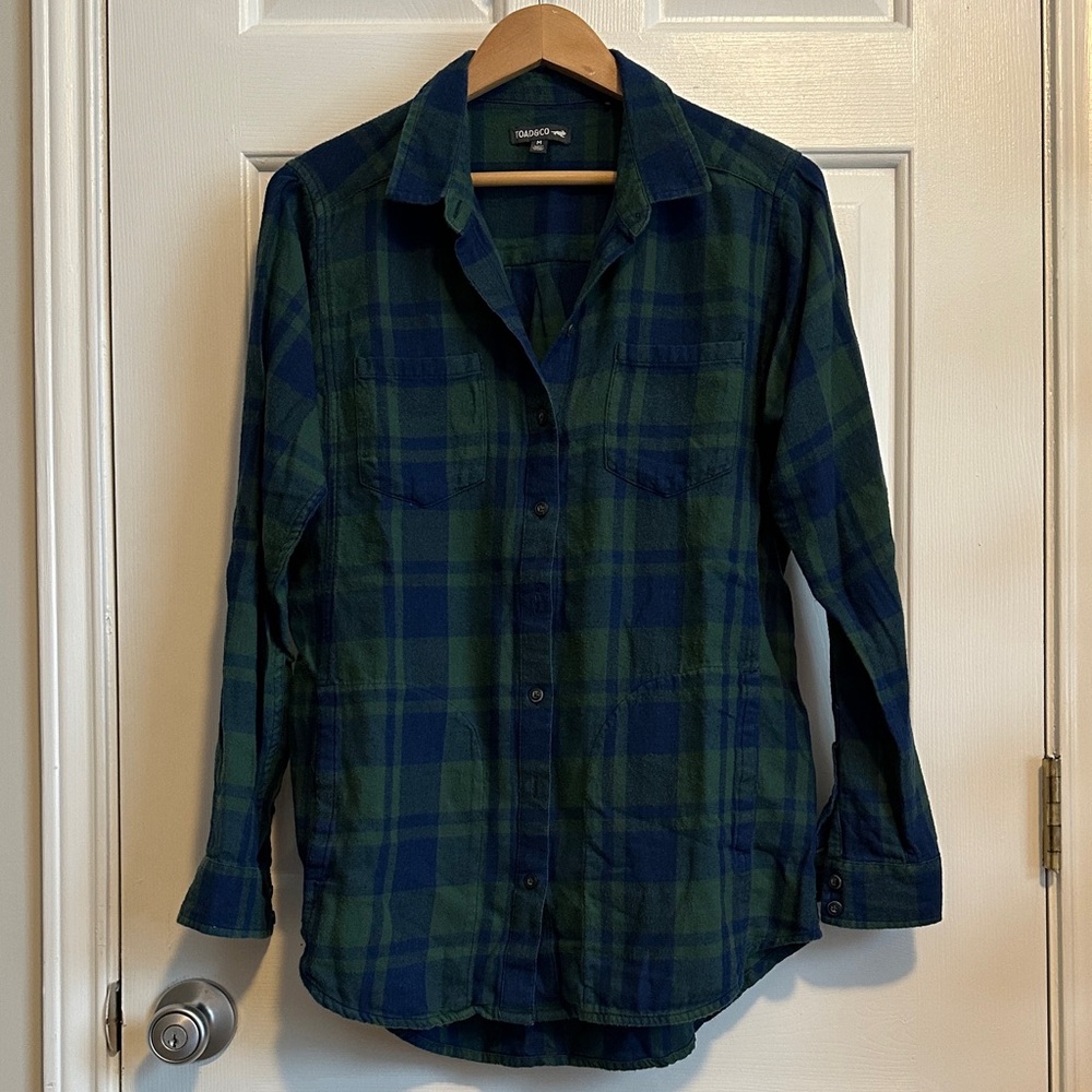 Toad&Co Green and Blue Plaid Button Down Shirt